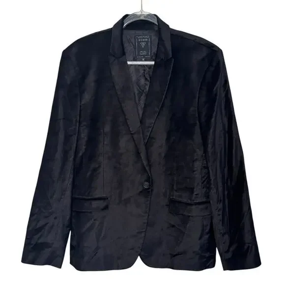 GUESS Fulham Black Velvet Knit Blazer Business Jacket Men’s Size XL - Picture 2 of 11